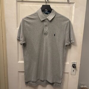 Polo Ralph Lauren Small Gray Pique Cotton Slim Fit Short Sleeve Polo